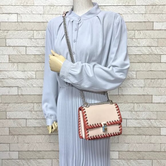 FENDI Shoulder Bag Cross Body leather Chain Canai mini used - Picture 2 of 9